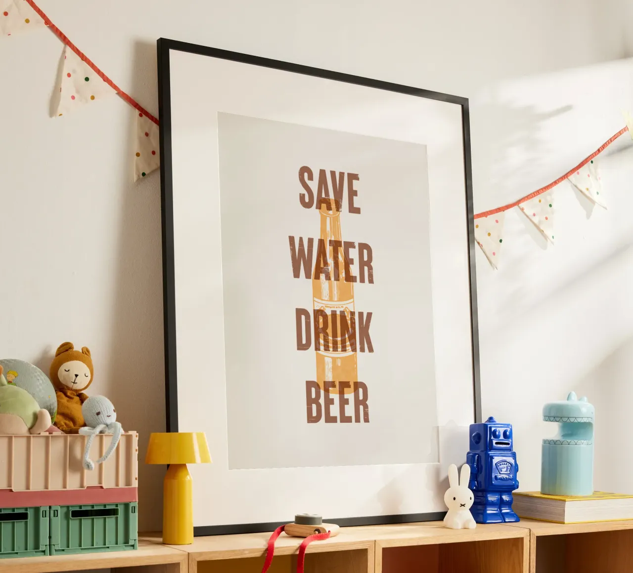 Save Water Drink Beer poster by Vintagrafica