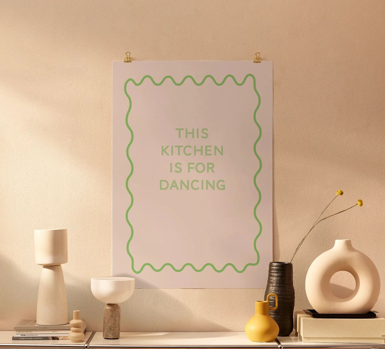 This kitchen is for dancing green Poster von Poster Print Studio
