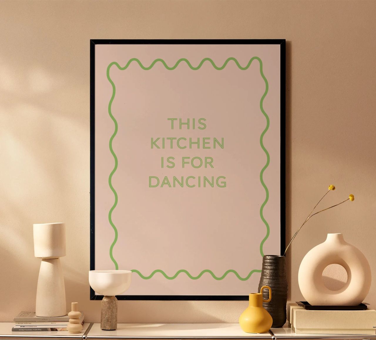This kitchen is for dancing green Poster von Poster Print Studio