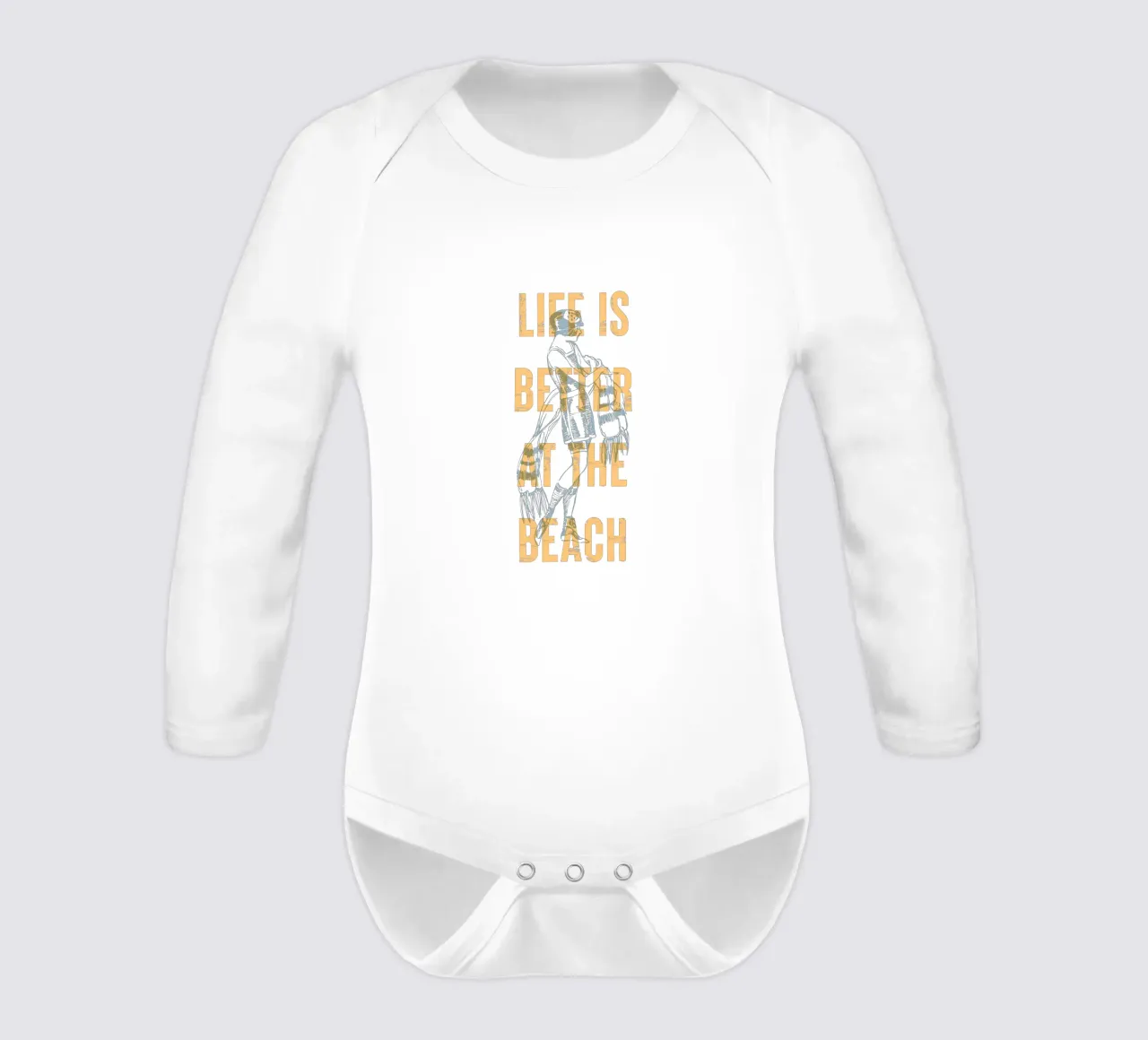 La vita è migliore in spiaggia body neonato maniche lunghe da Vintagrafica