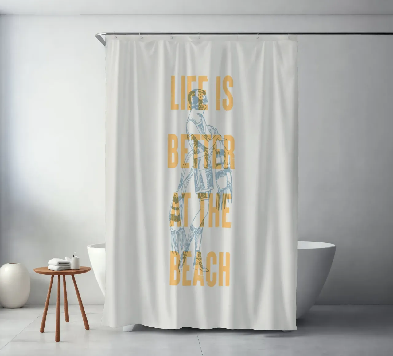 Life is better at the beach shower curtain by Vintagrafica