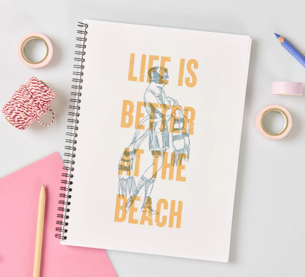 La vie est plus belle à la plage carnet à spirale de Vintagrafica