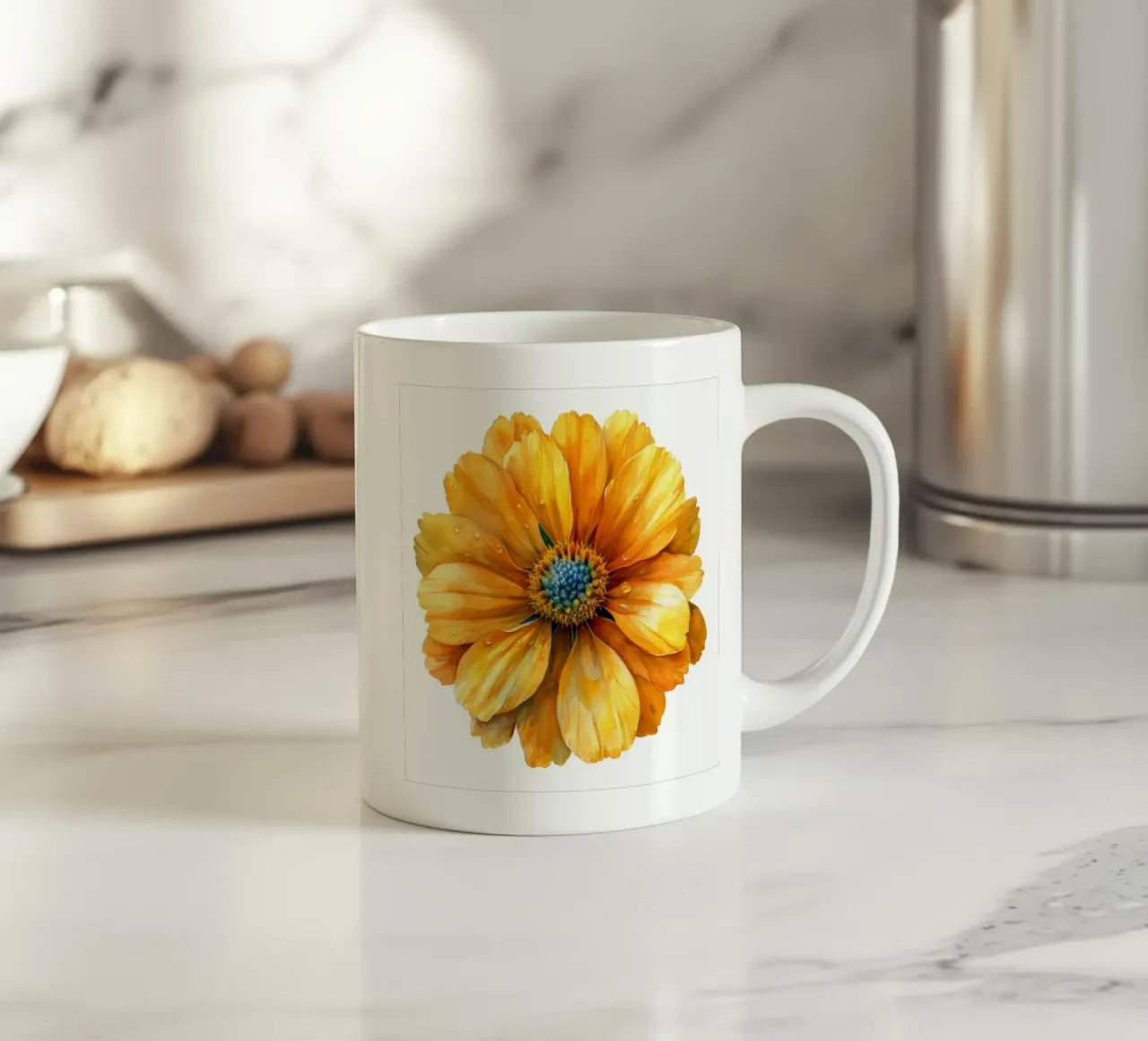 Fiore di coreopsis 4 tazza in ceramica da Bold Blooms