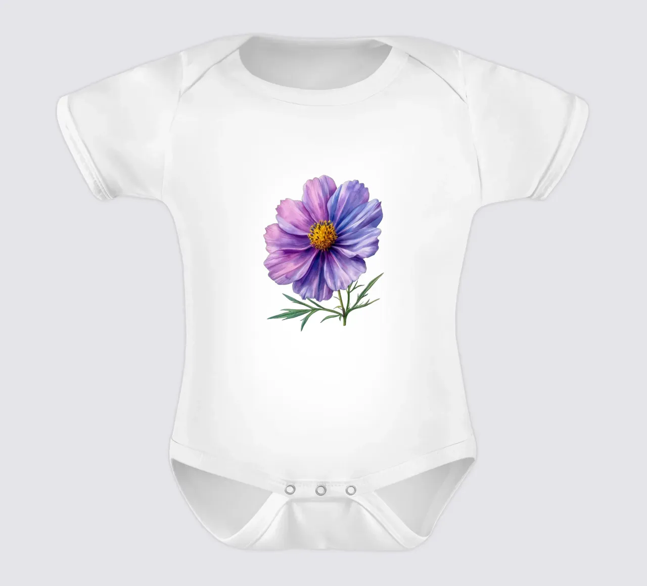 Cosmos Flower 2 short-sleeve baby romper by Bold Blooms