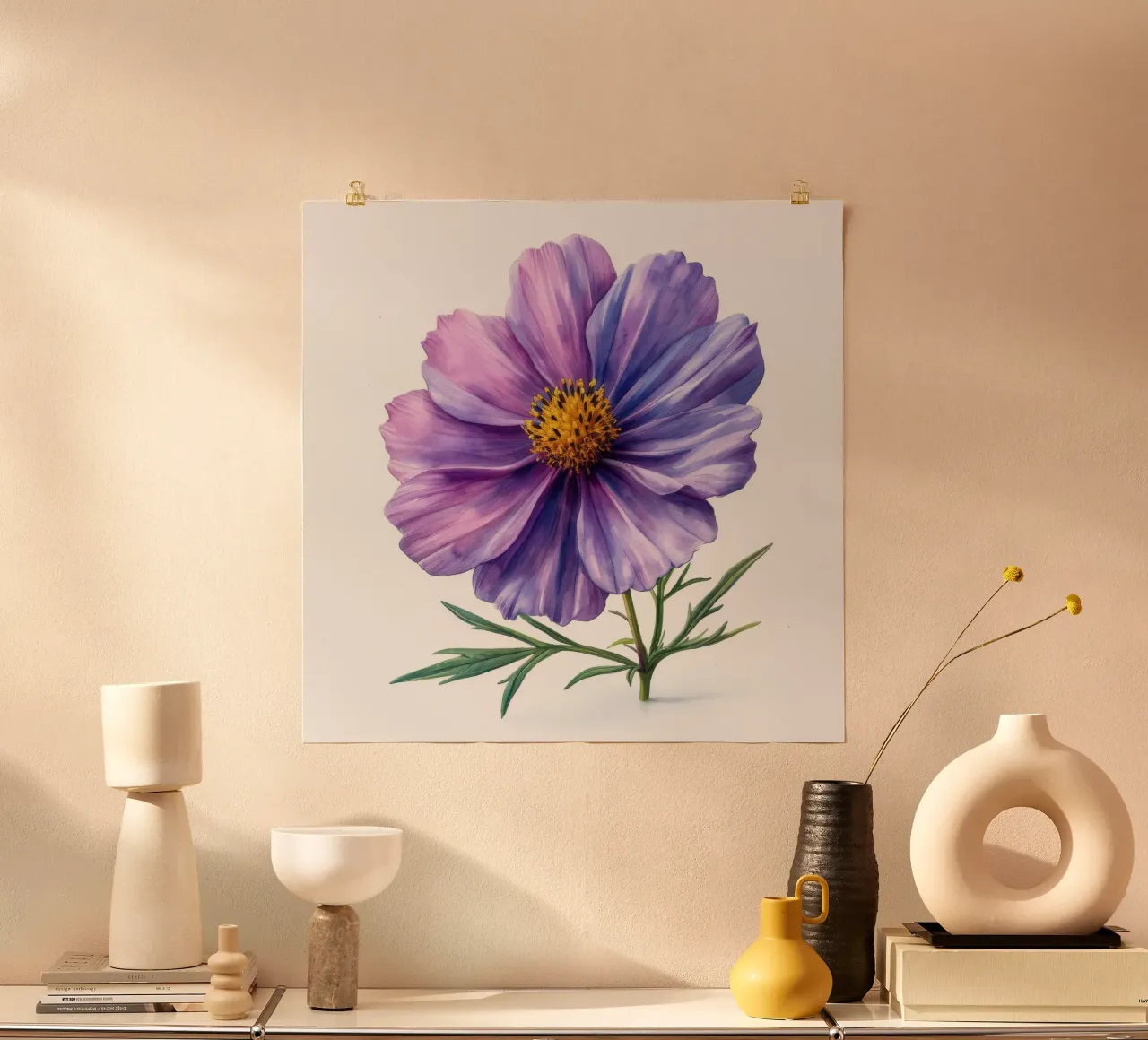 Fiore di Cosmo 2 poster con telaio in legno da Bold Blooms