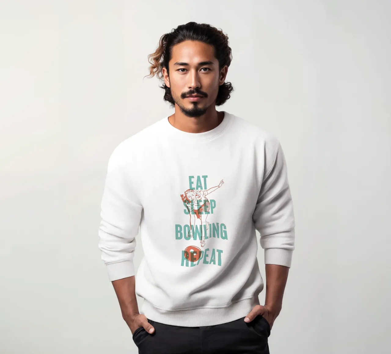 Mangiare dormire giocare a bowling ripetere felpa da Vintagrafica