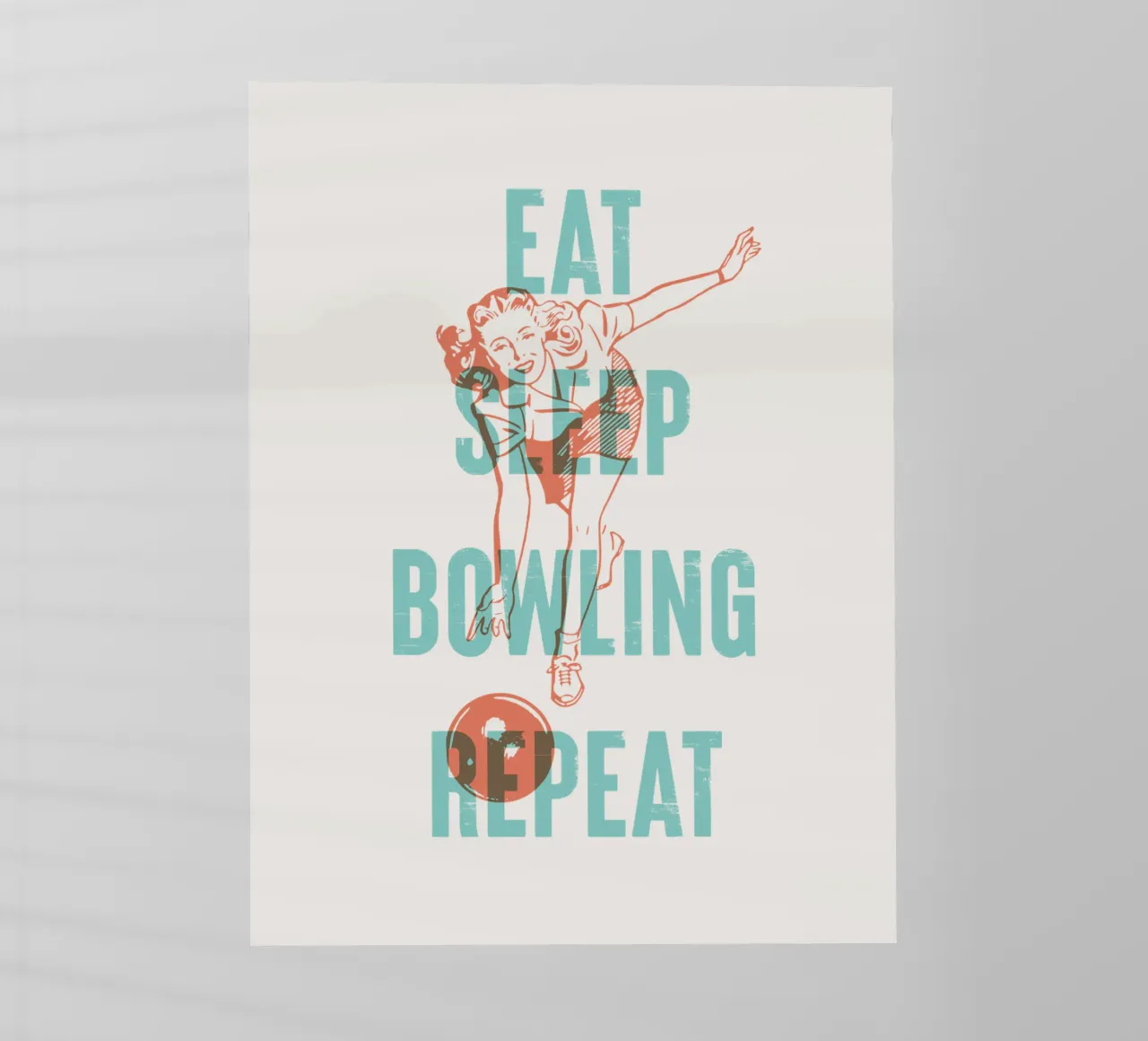 Mangiare dormire giocare a bowling ripetere pellicola backlit da Vintagrafica