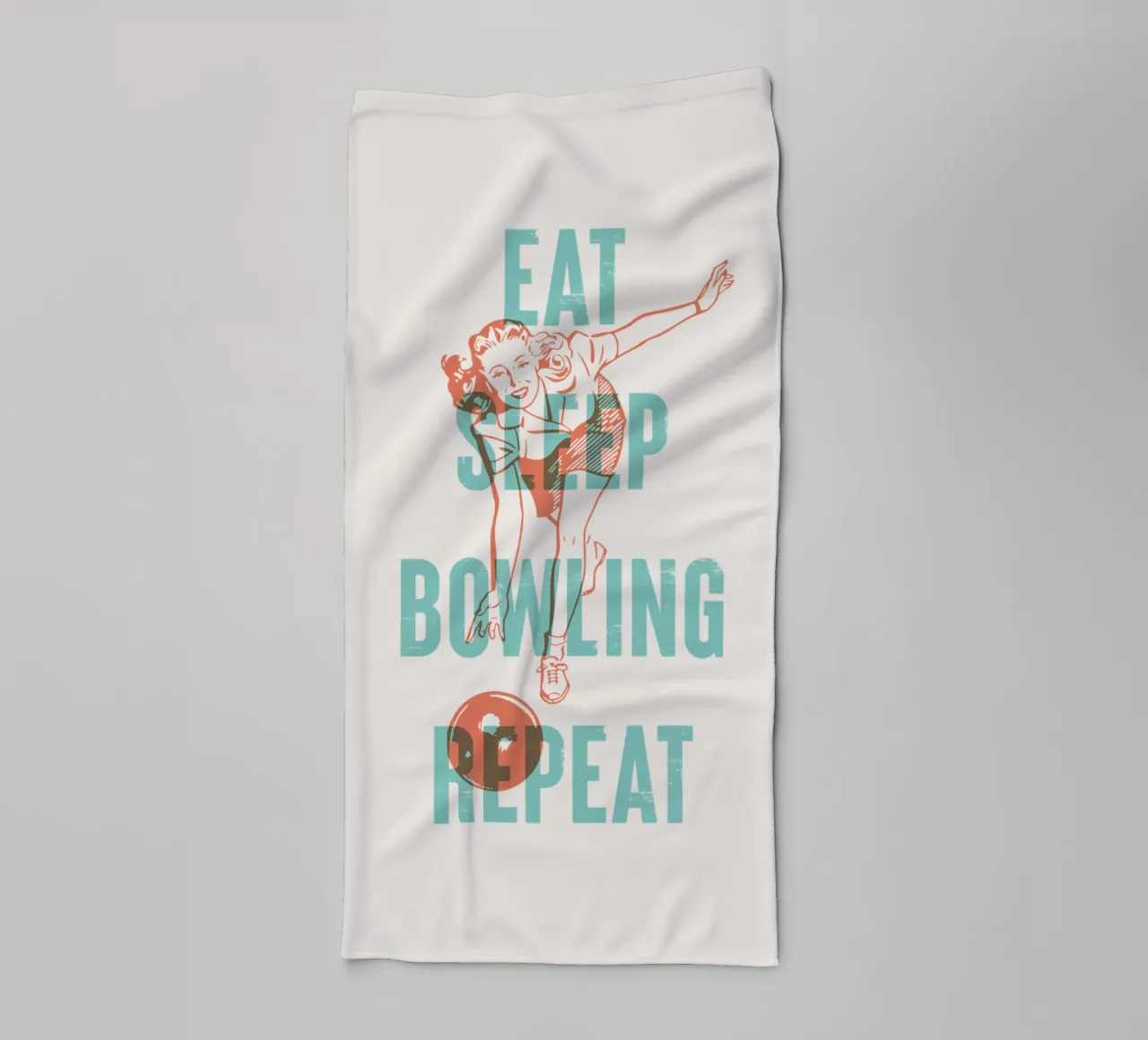 Eat sleep bowling repeat towel by Vintagrafica