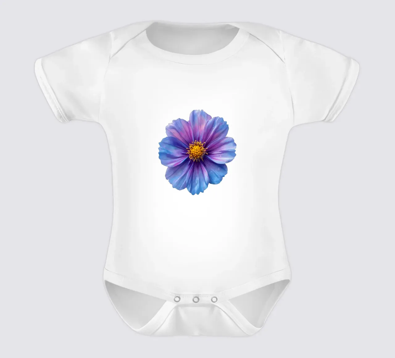 Cosmos Flower 3 short-sleeve baby romper by Bold Blooms