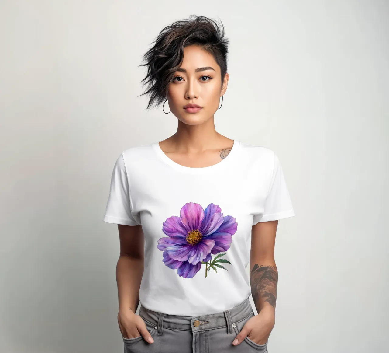 Cosmos Flower 1 women's fitted t-shirt by Bold Blooms
