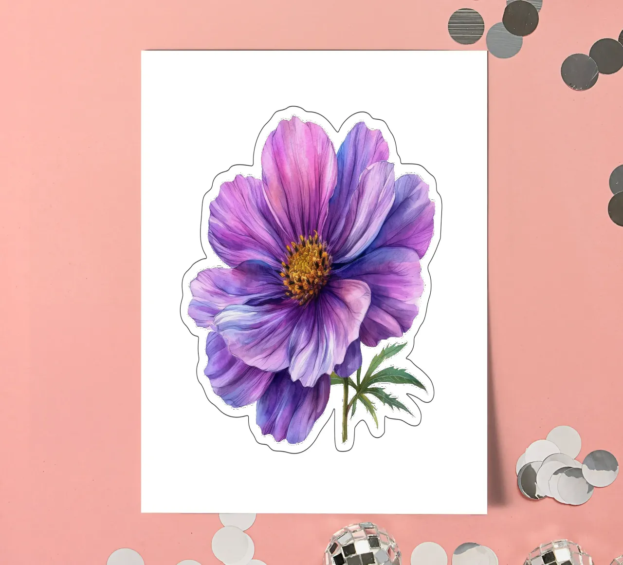 Cosmos Flower 1 sticker sheet by Bold Blooms