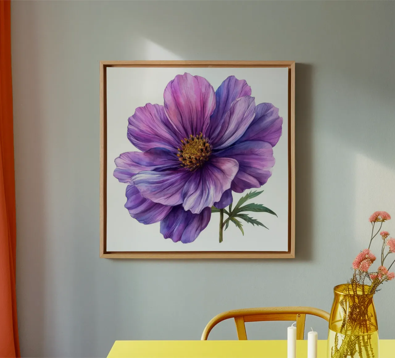 Cosmos Flower 1 canvas with Floater frame by Bold Blooms