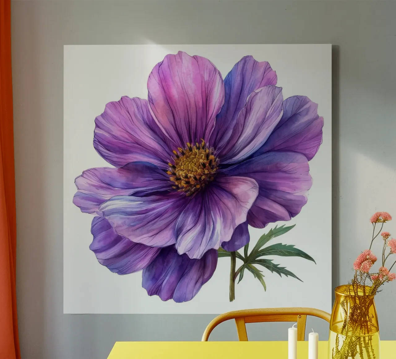 Cosmos Flower 1 canvas with Floater frame by Bold Blooms