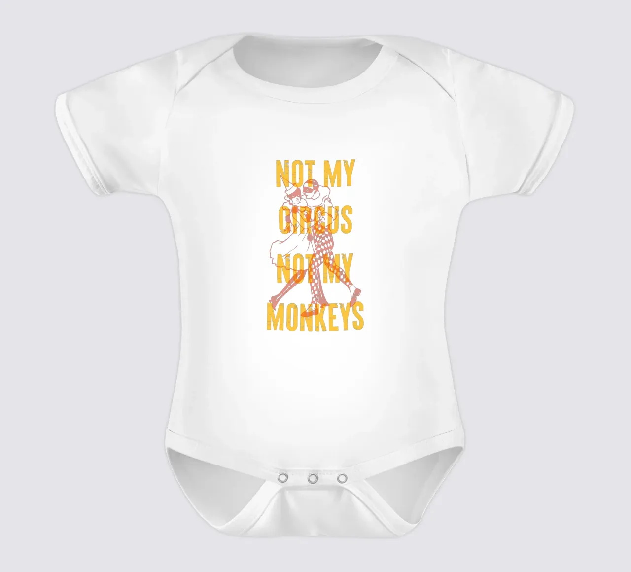 Not my circus, not my monkeys short-sleeve baby romper by Vintagrafica