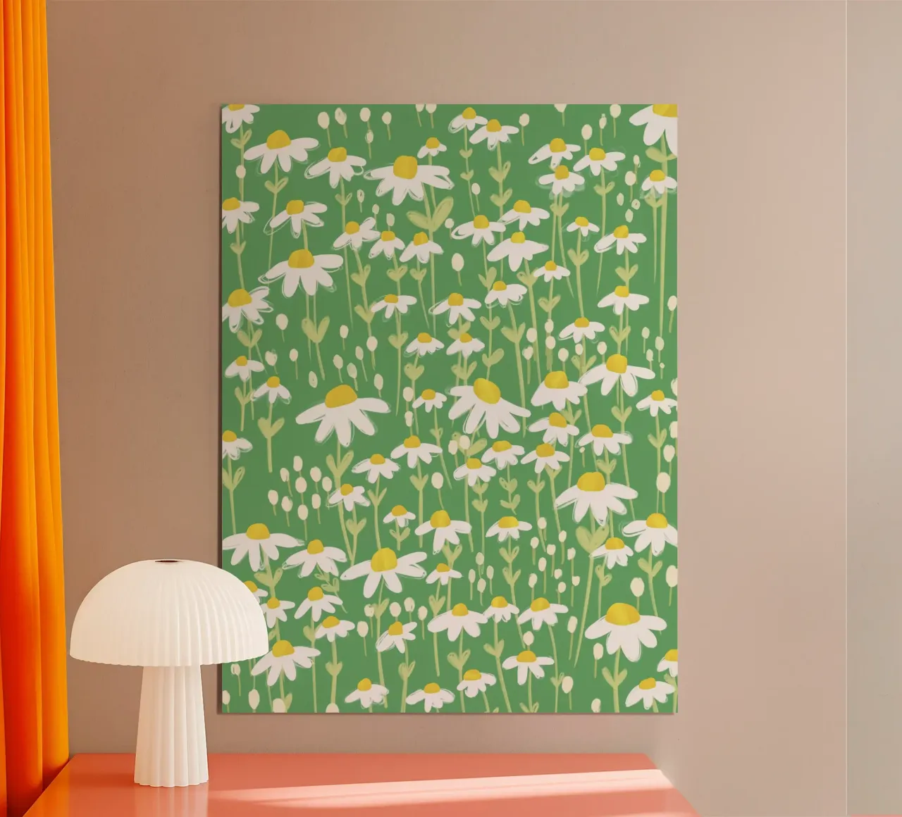 Green chamomile poster con telaio in plastica da GigiRosado