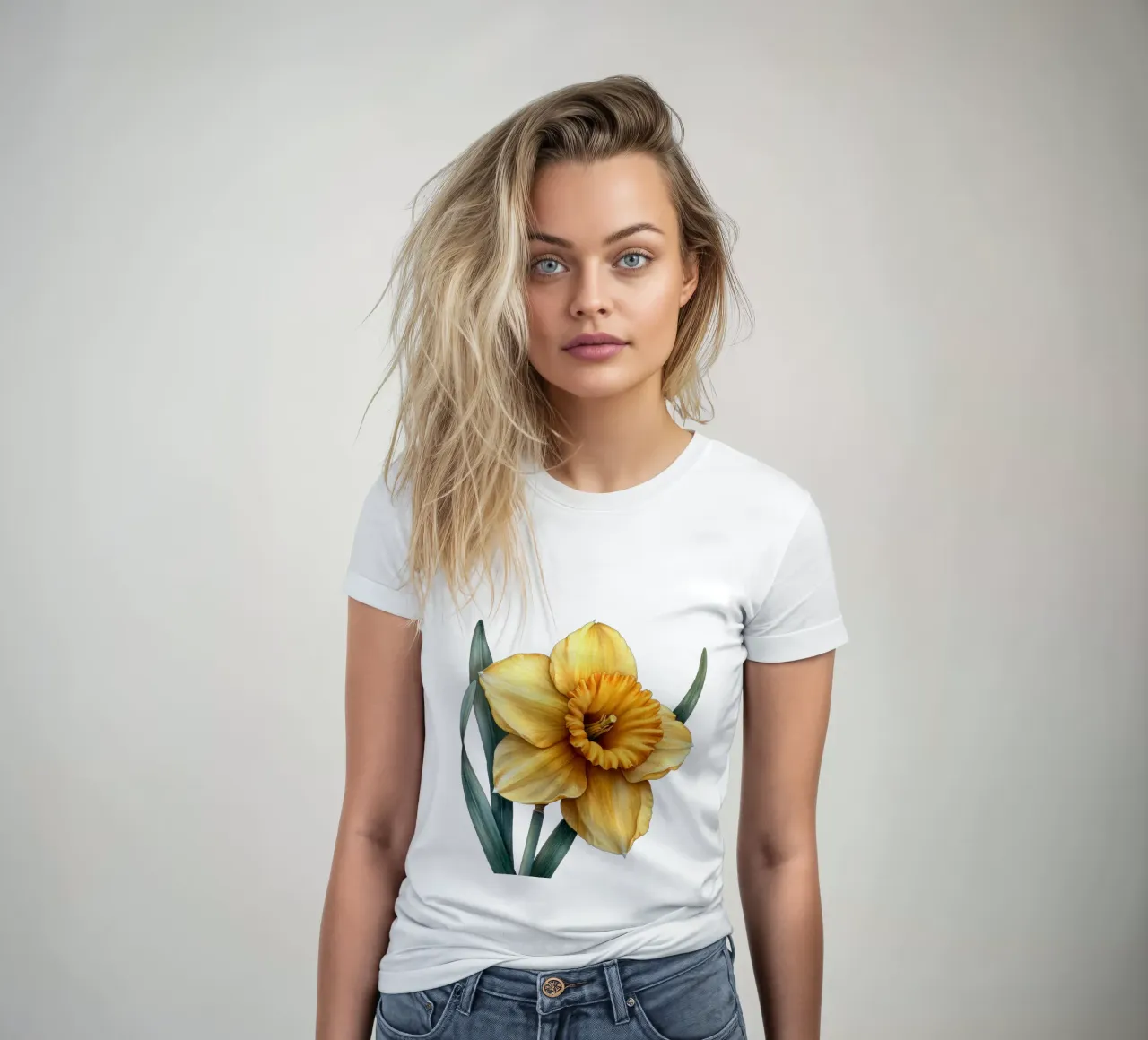 Daffodil Flower 4 women's fitted t-shirt by Bold Blooms