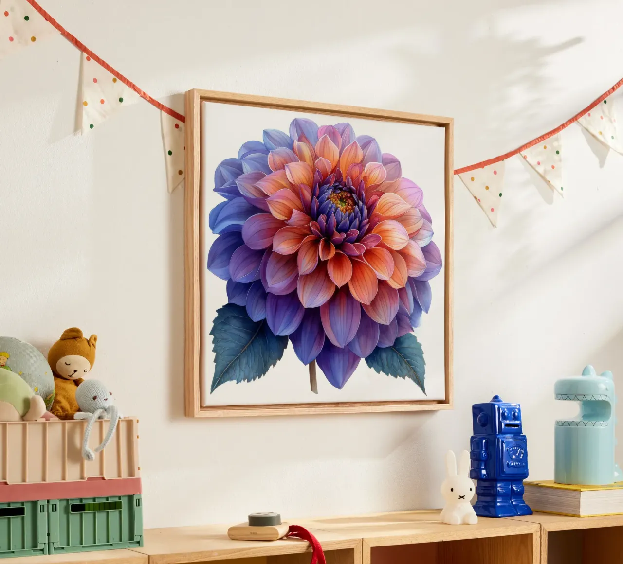 Dahlia bloem 2 canvas met Baklijst van Bold Blooms