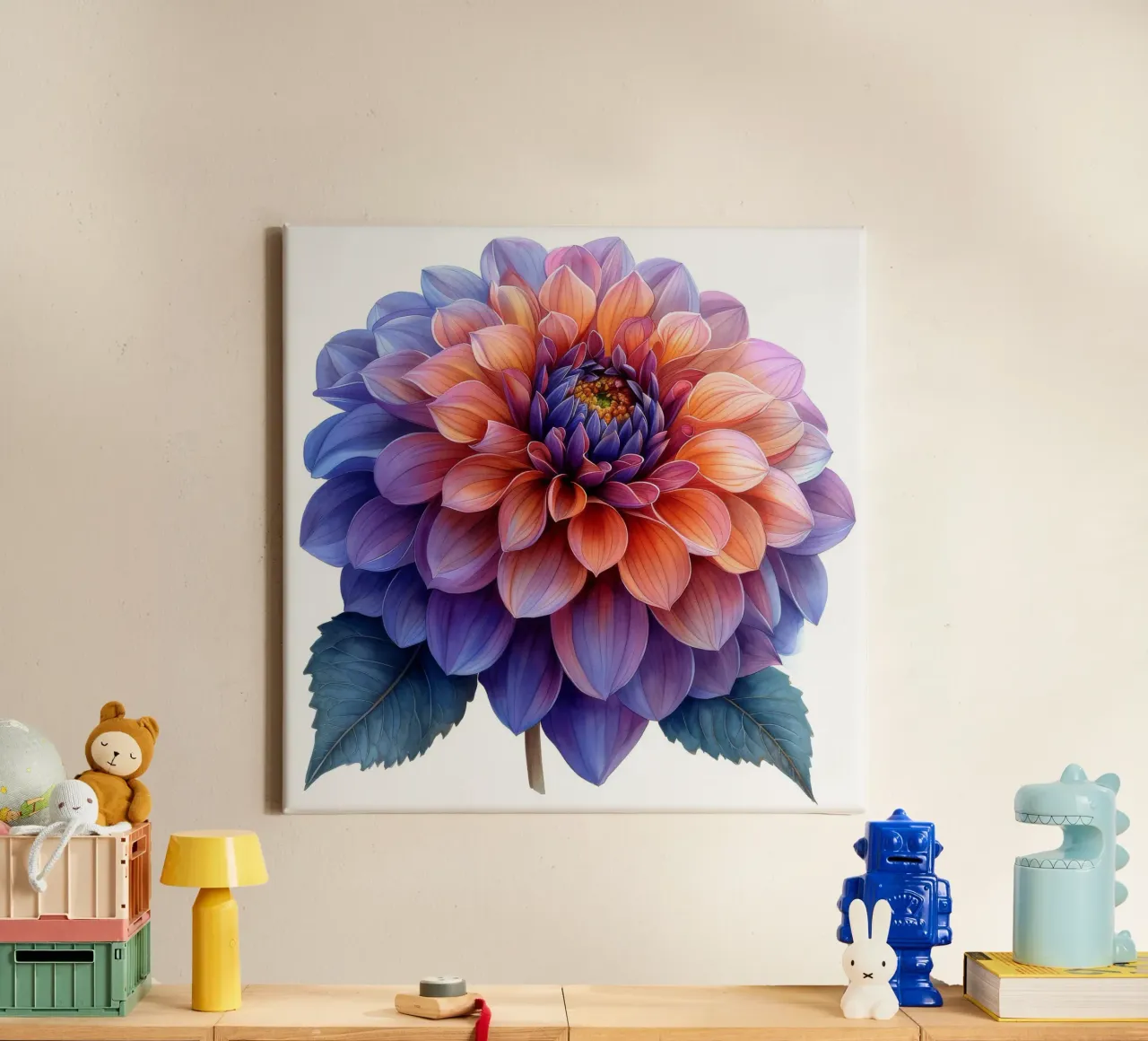 Dahlia bloem 2 canvas met Baklijst van Bold Blooms