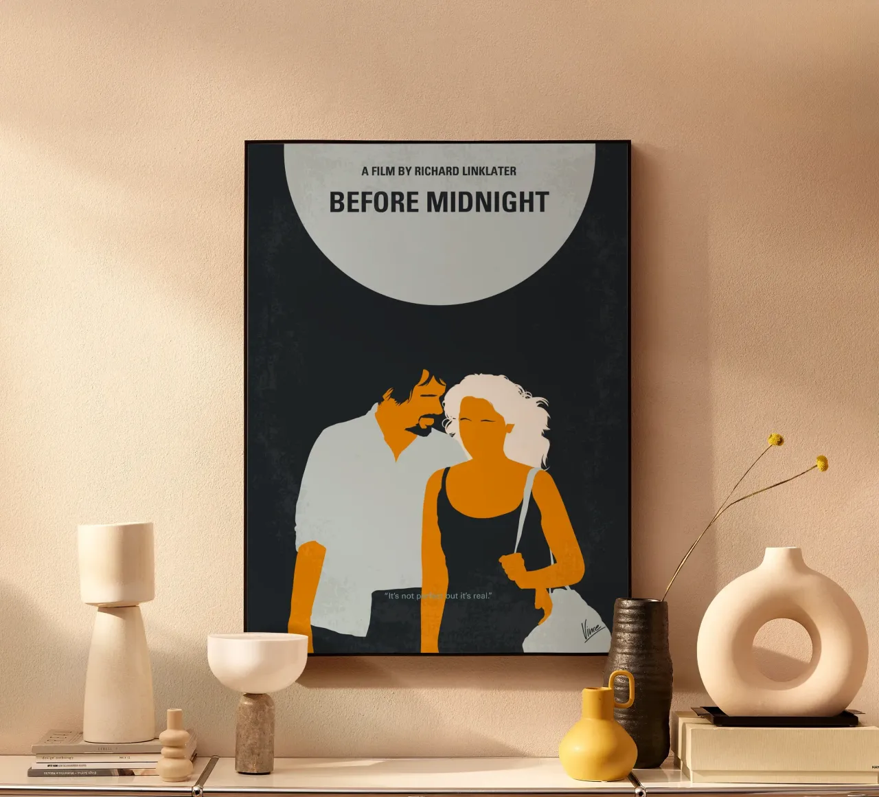No1013 My Before Midnight minimal movie poster alluminio dibond da Chungkong