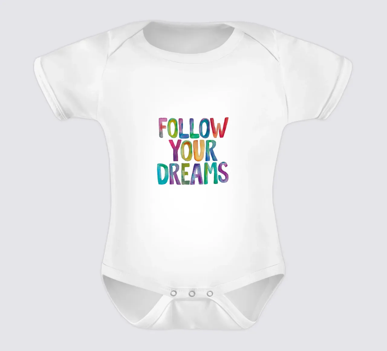 Segui i tuoi sogni Design tipografico arcobaleno body neonato maniche corte da THE MOTIVATED TYPE