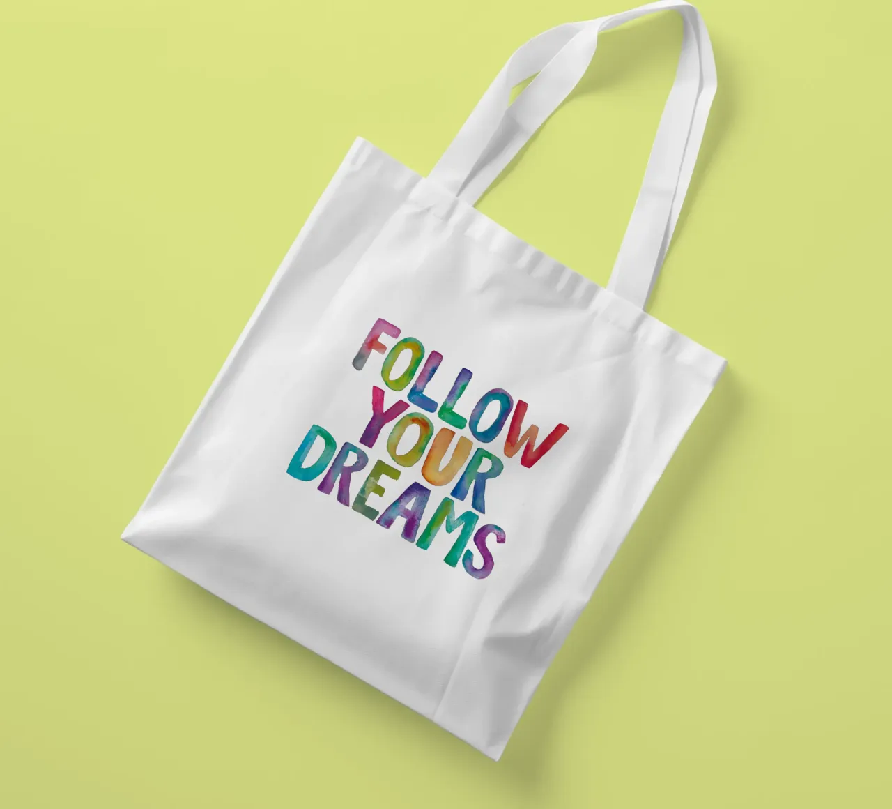 Segui i tuoi sogni Design tipografico arcobaleno borsa in juta da THE MOTIVATED TYPE