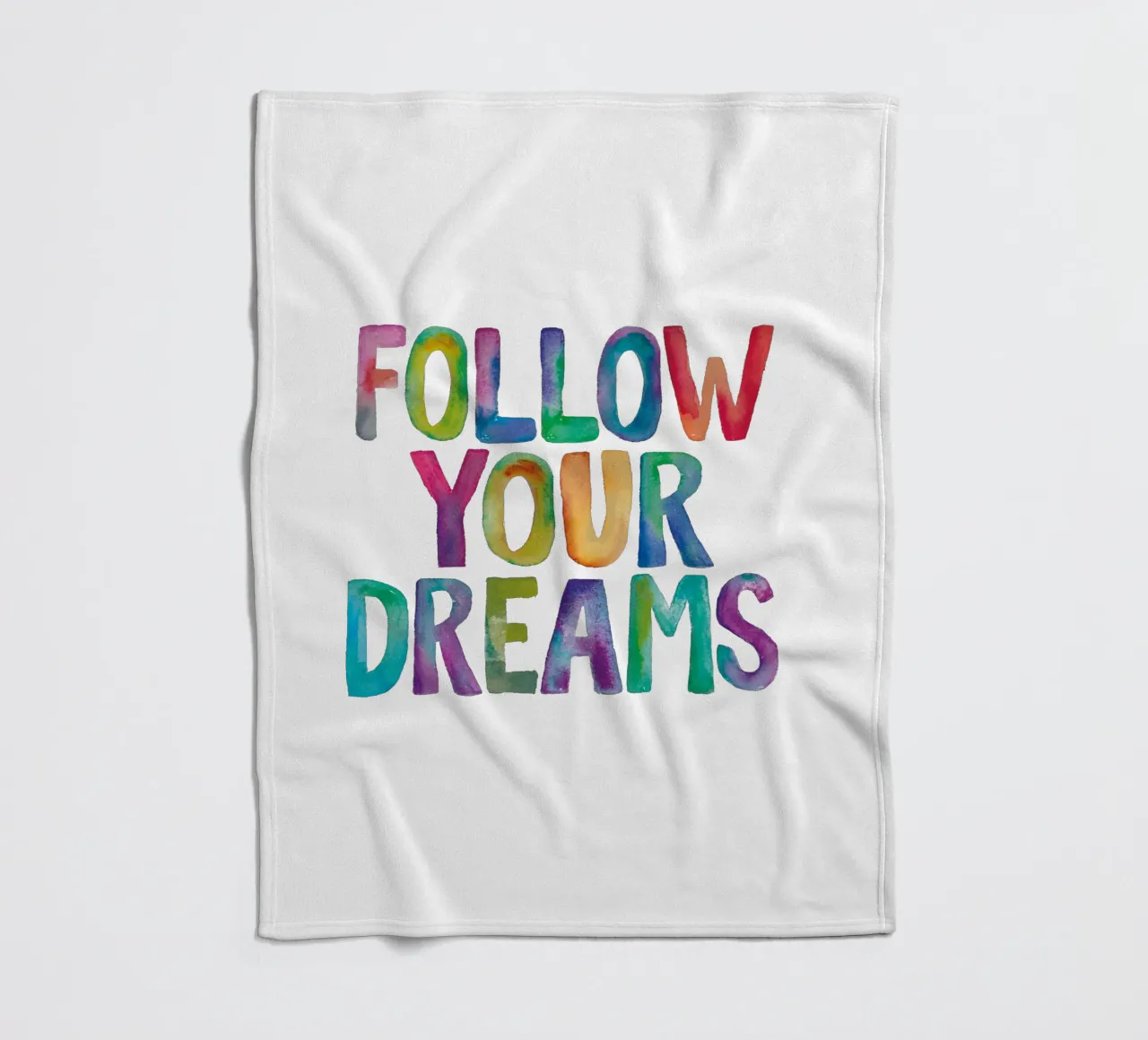 Segui i tuoi sogni Design tipografico arcobaleno coperta in pile da THE MOTIVATED TYPE