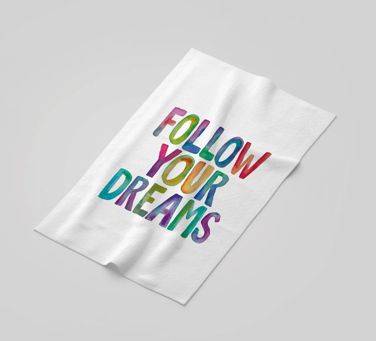 Segui i tuoi sogni Design tipografico arcobaleno telo mare da THE MOTIVATED TYPE