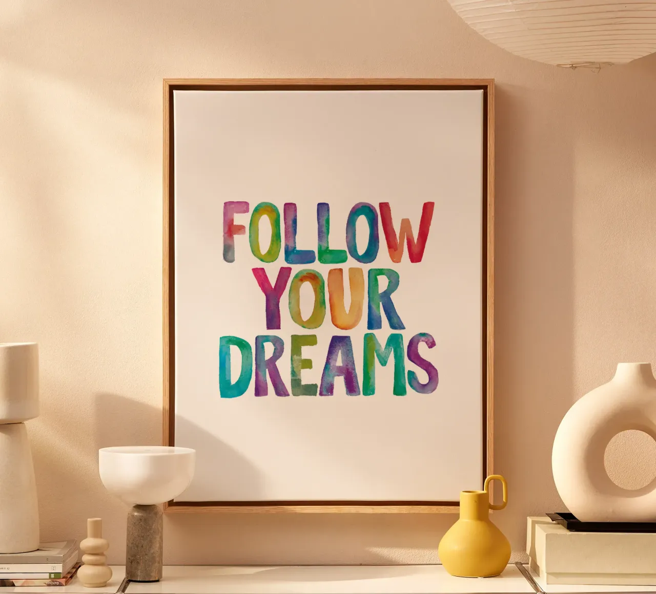 Follow Your Dreams Rainbow Typography Design canvas by THE MOTIVATED TYPE