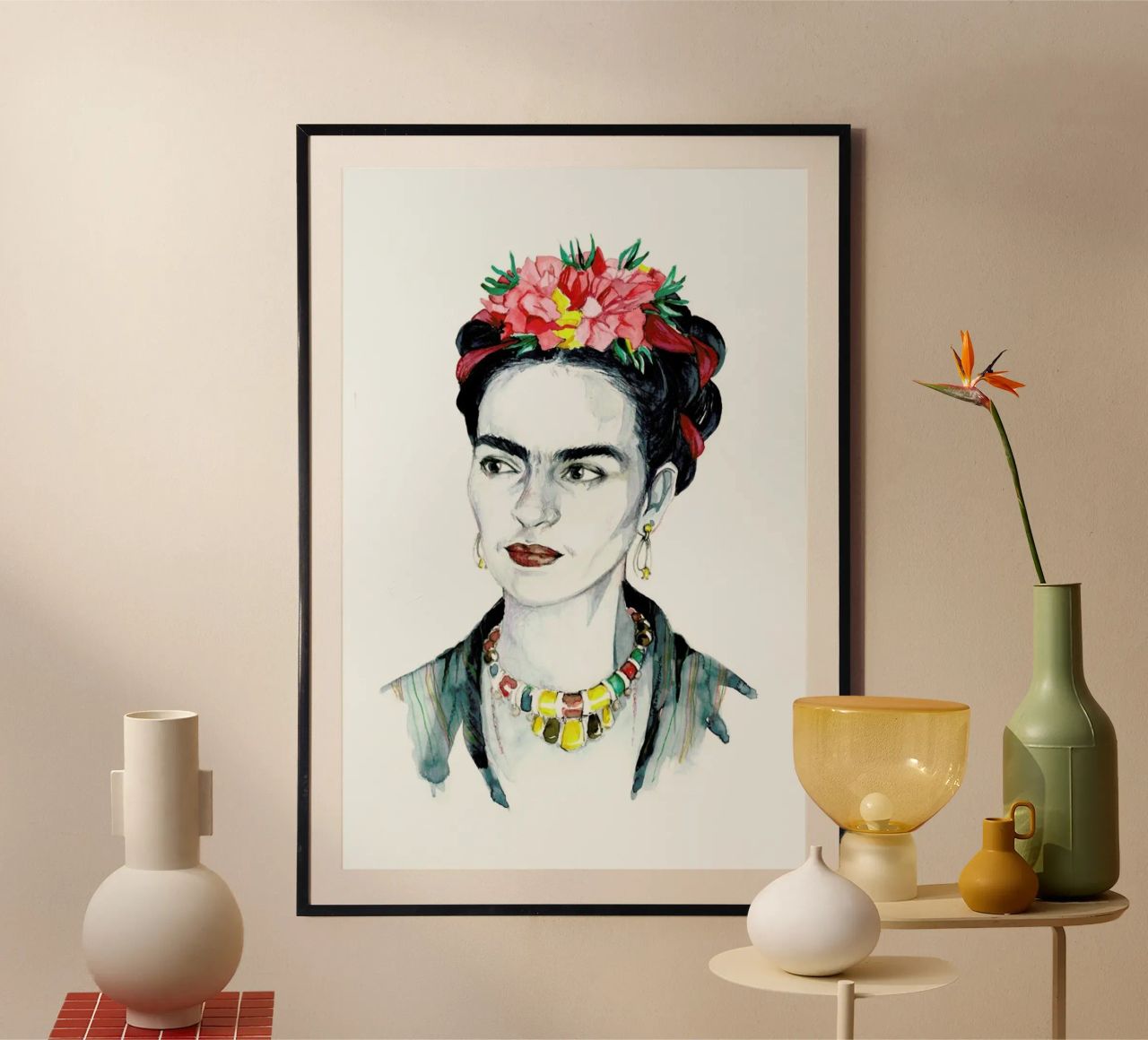 Frida Kahlo handgezeichnetes Porträt. Poster von Susana Miranda ilustracion