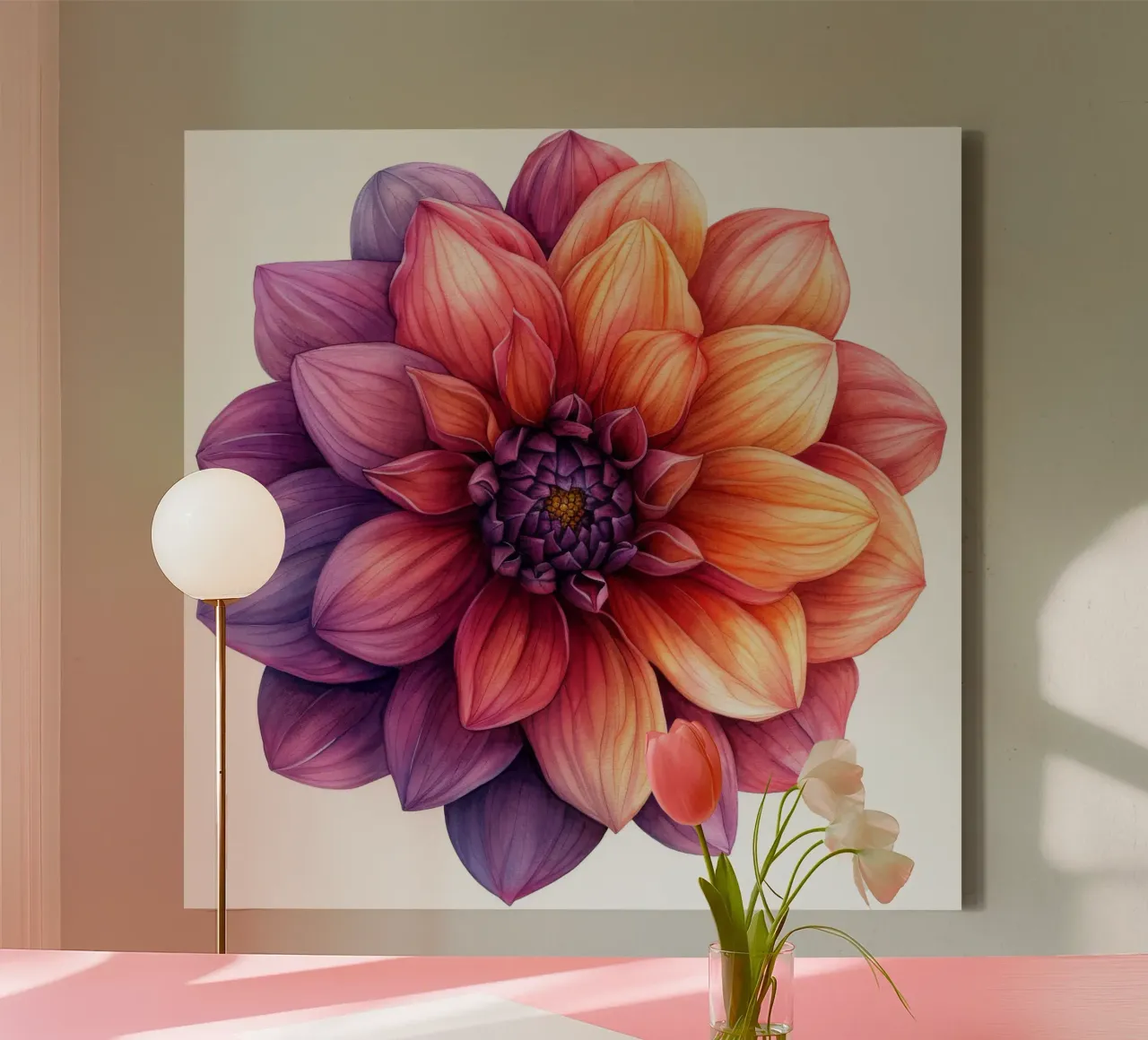 Dahlia bloem 1 canvas met Baklijst van Bold Blooms