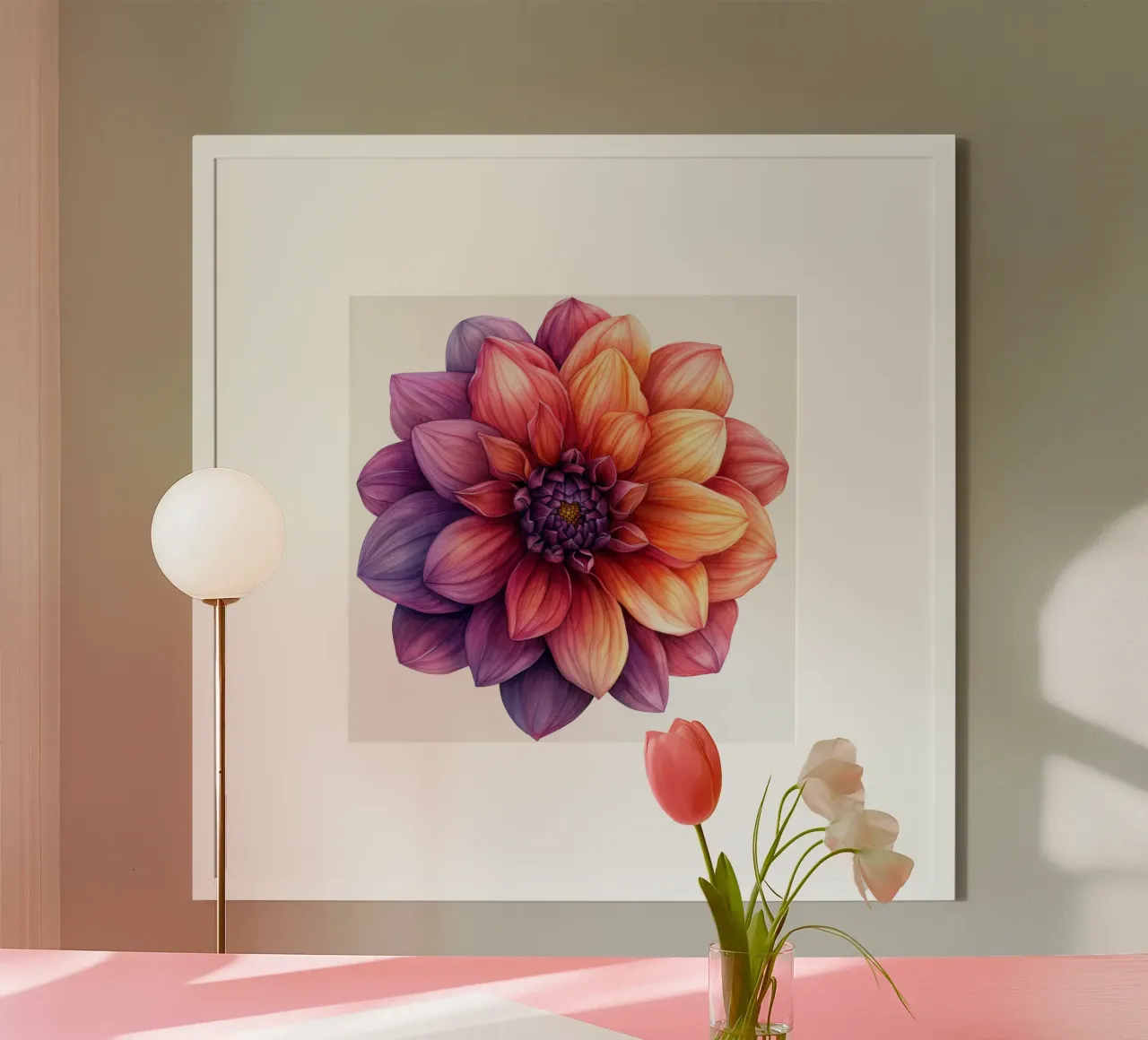 Fiore di dalia 1 poster con telaio in alluminio da Bold Blooms