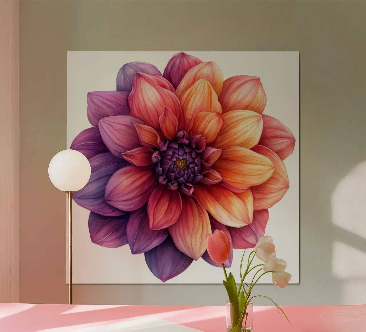 Fiore di dalia 1 poster con telaio in alluminio da Bold Blooms