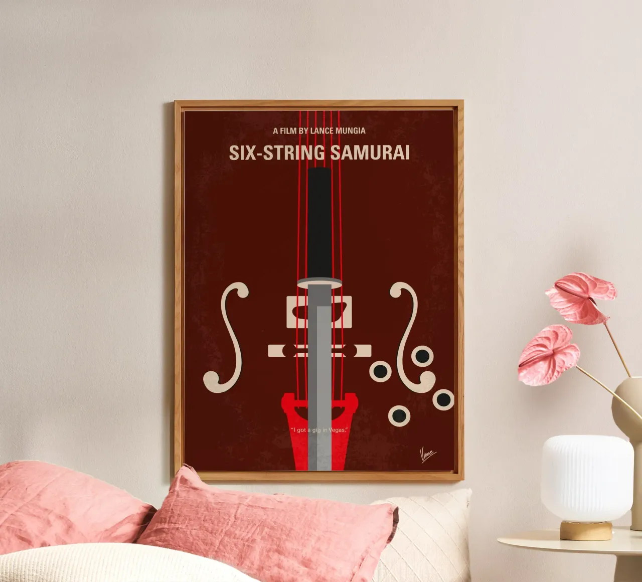 No1020 My Six-String Samurai minimal movie poster alluminio dibond da Chungkong
