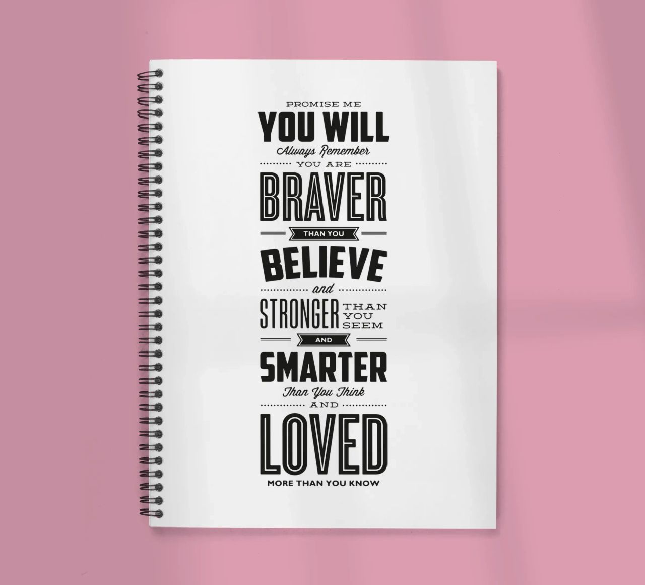 You Are Loved More Than You Know Typography Print spiral notebook by THE MOTIVATED TYPE