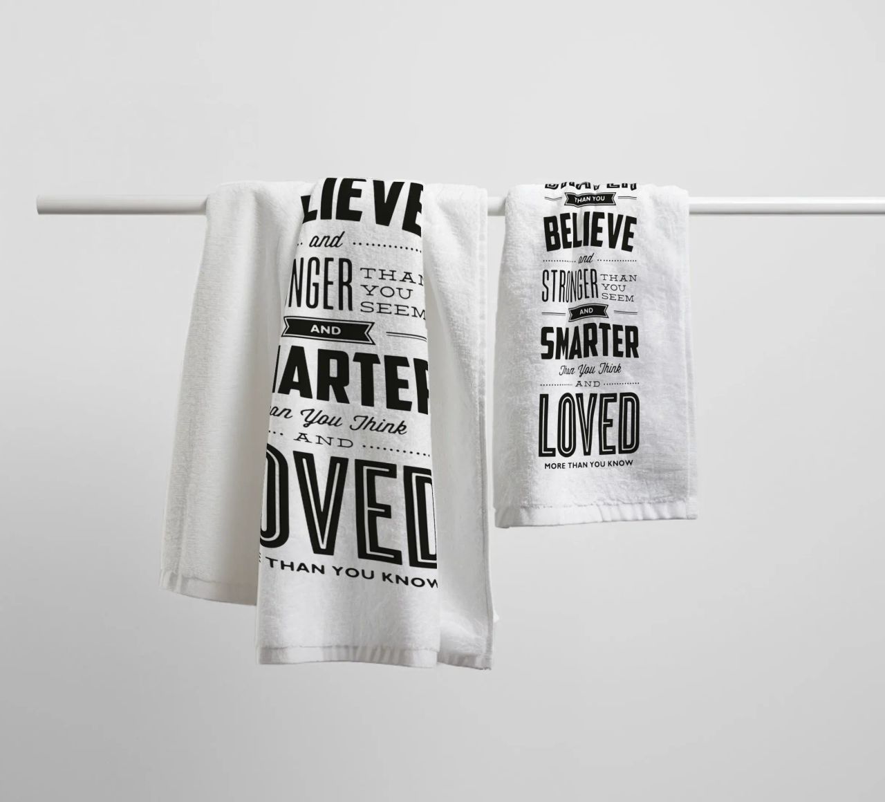 You Are Loved More Than You Know Typography Print towel by THE MOTIVATED TYPE