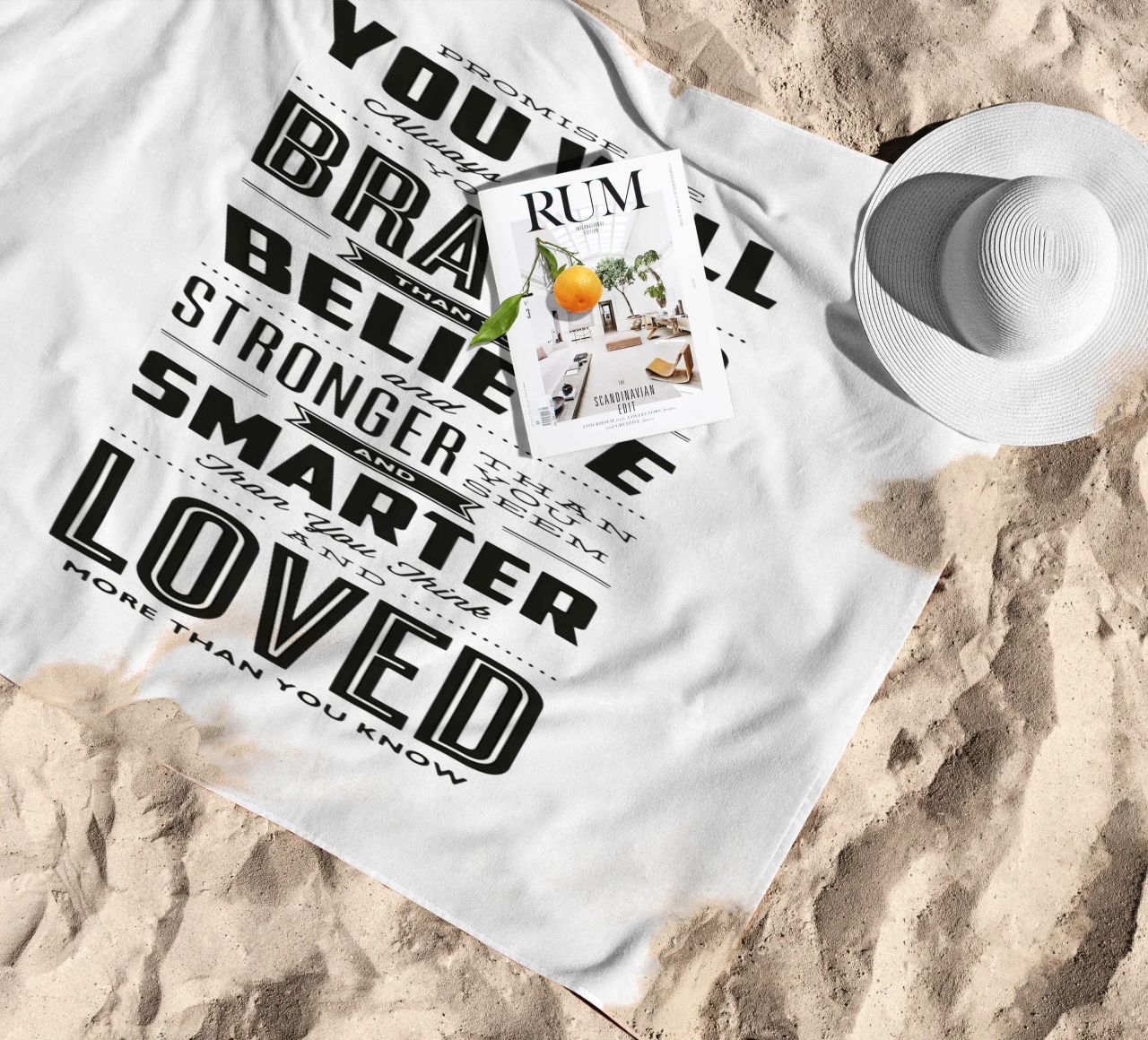 You Are Loved More Than You Know Typography Print beach towel by THE MOTIVATED TYPE