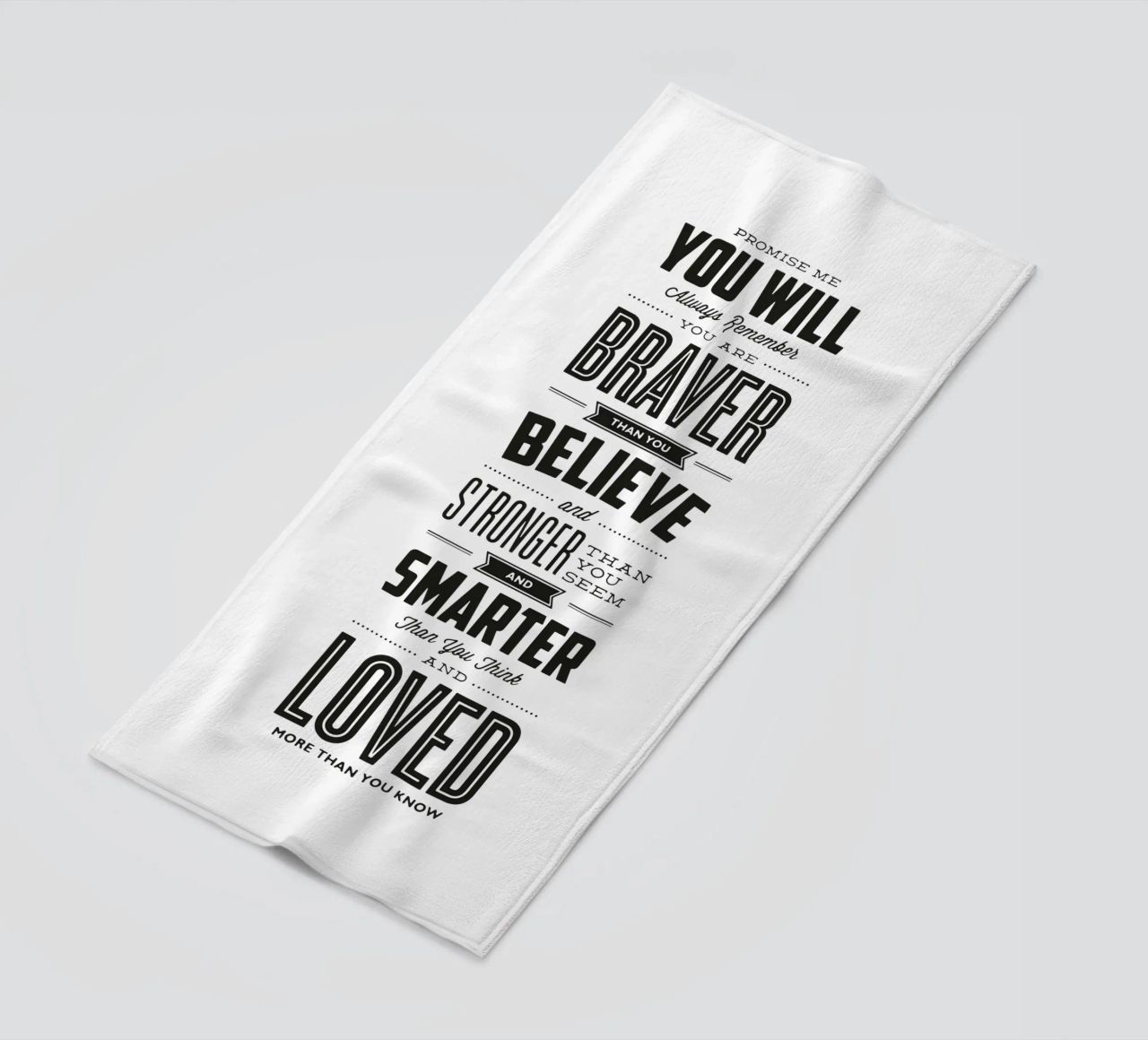 You Are Loved More Than You Know Typography Print beach towel by THE MOTIVATED TYPE