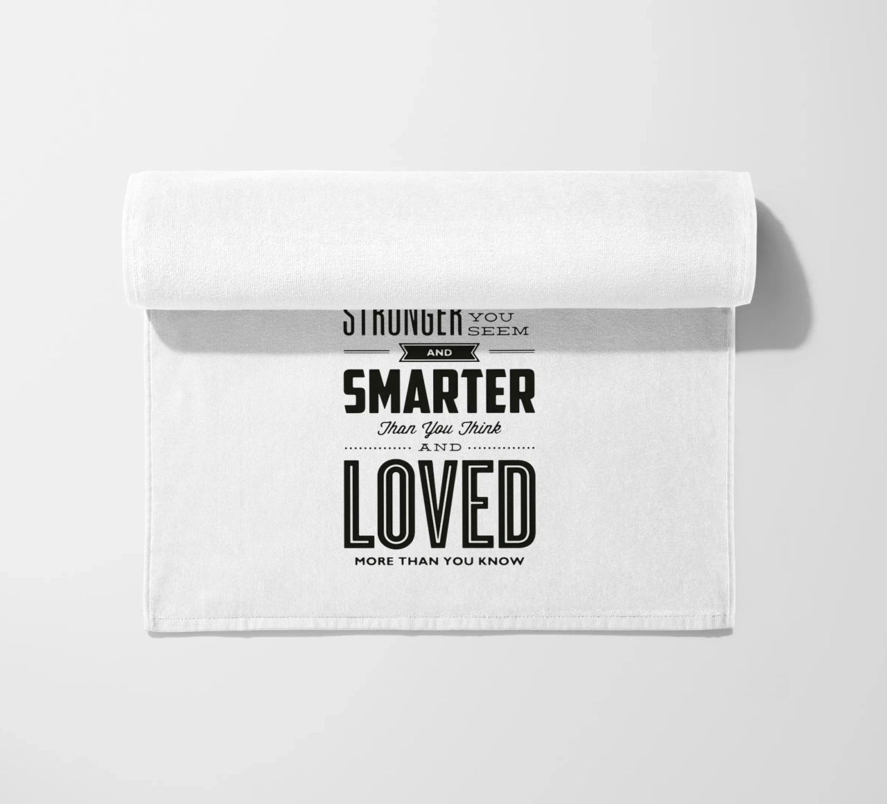 You Are Loved More Than You Know Typography Print beach towel by THE MOTIVATED TYPE