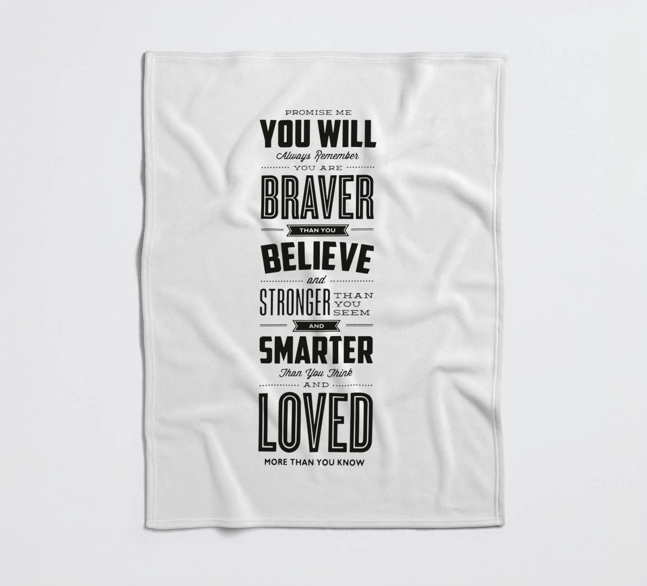You Are Loved More Than You Know Typography Print fleece blanket by THE MOTIVATED TYPE