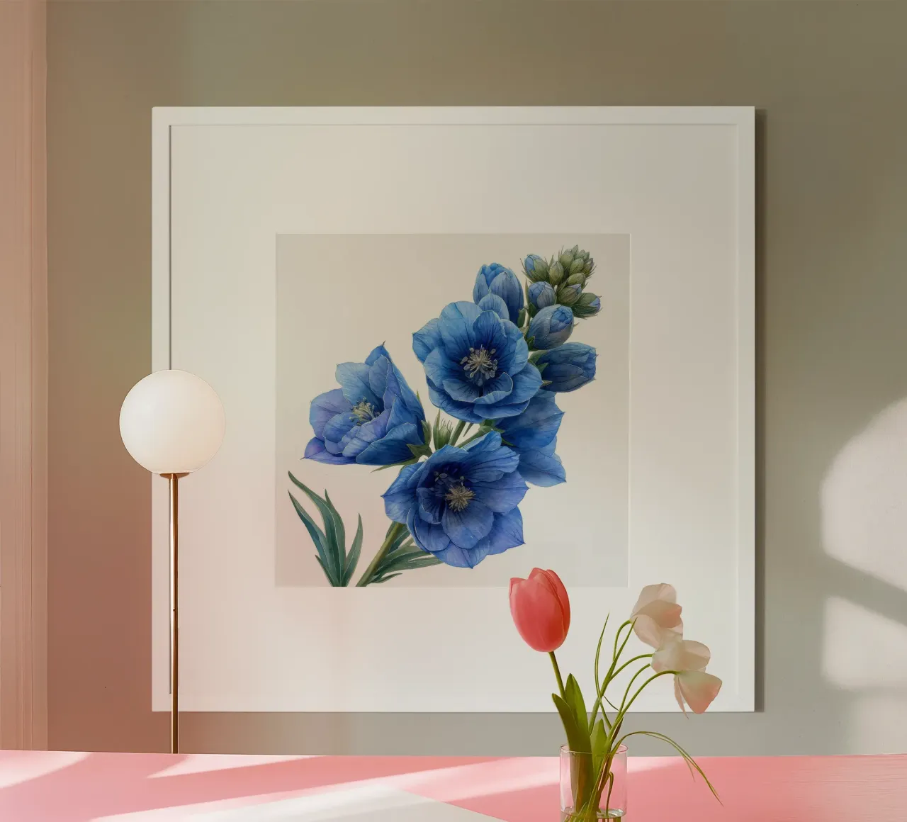 Fiore di delphinium 2 poster con telaio in legno da Bold Blooms
