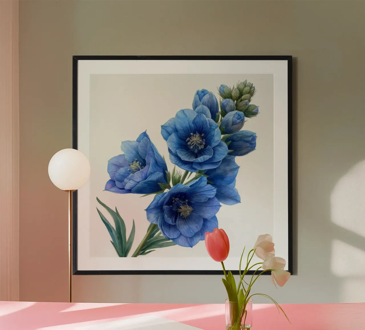 Fiore di delphinium 2 poster con telaio in legno da Bold Blooms