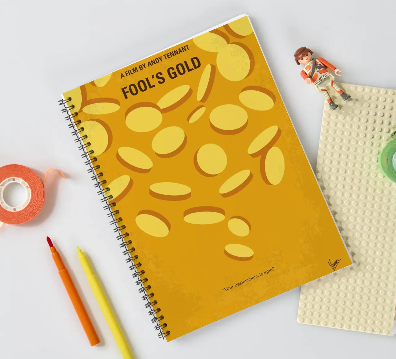 No1034 My Fools Gold minimal movie poster spiral notebook by Chungkong