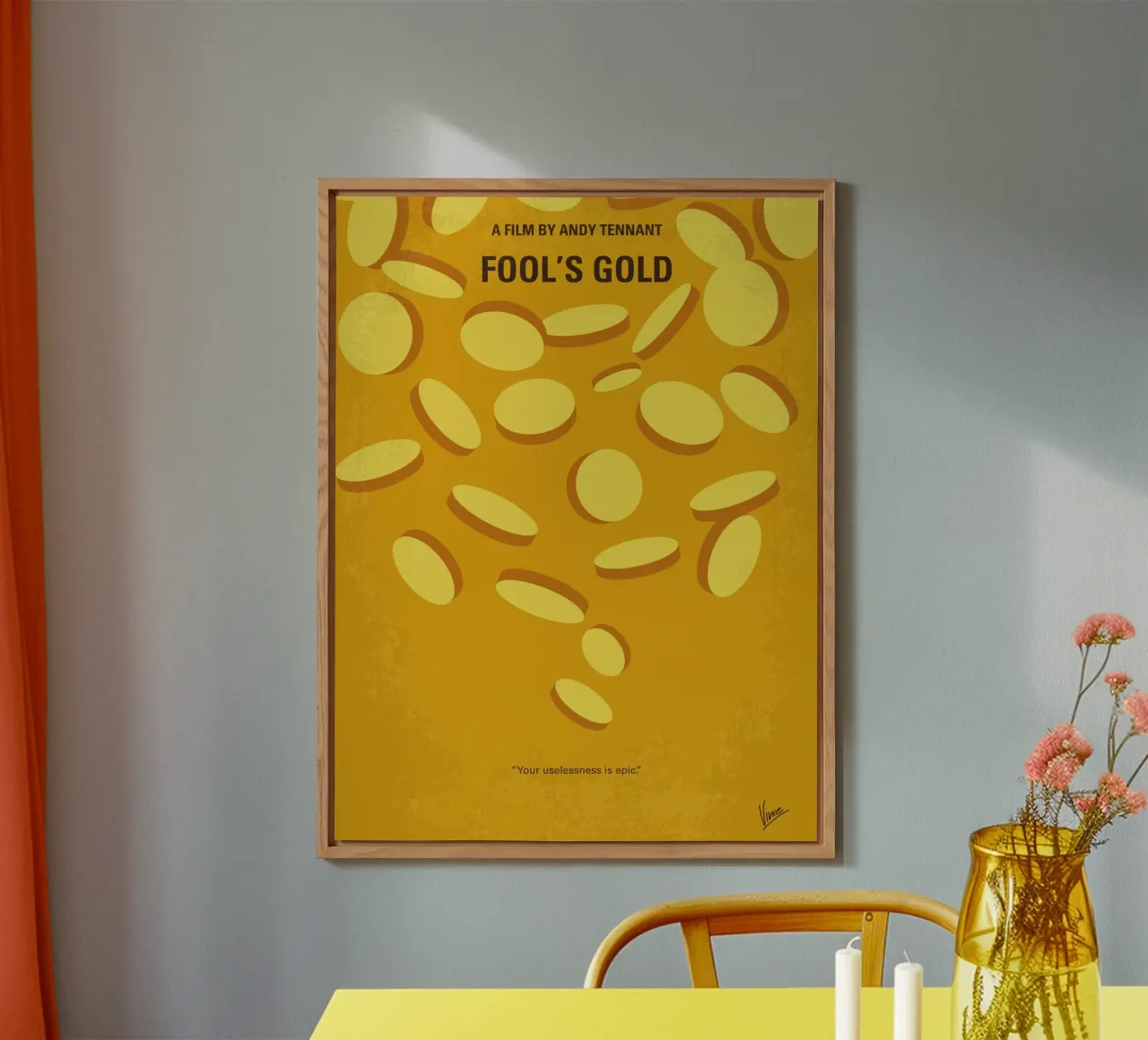 No1034 My Fools Gold minimal movie poster alluminio dibond da Chungkong