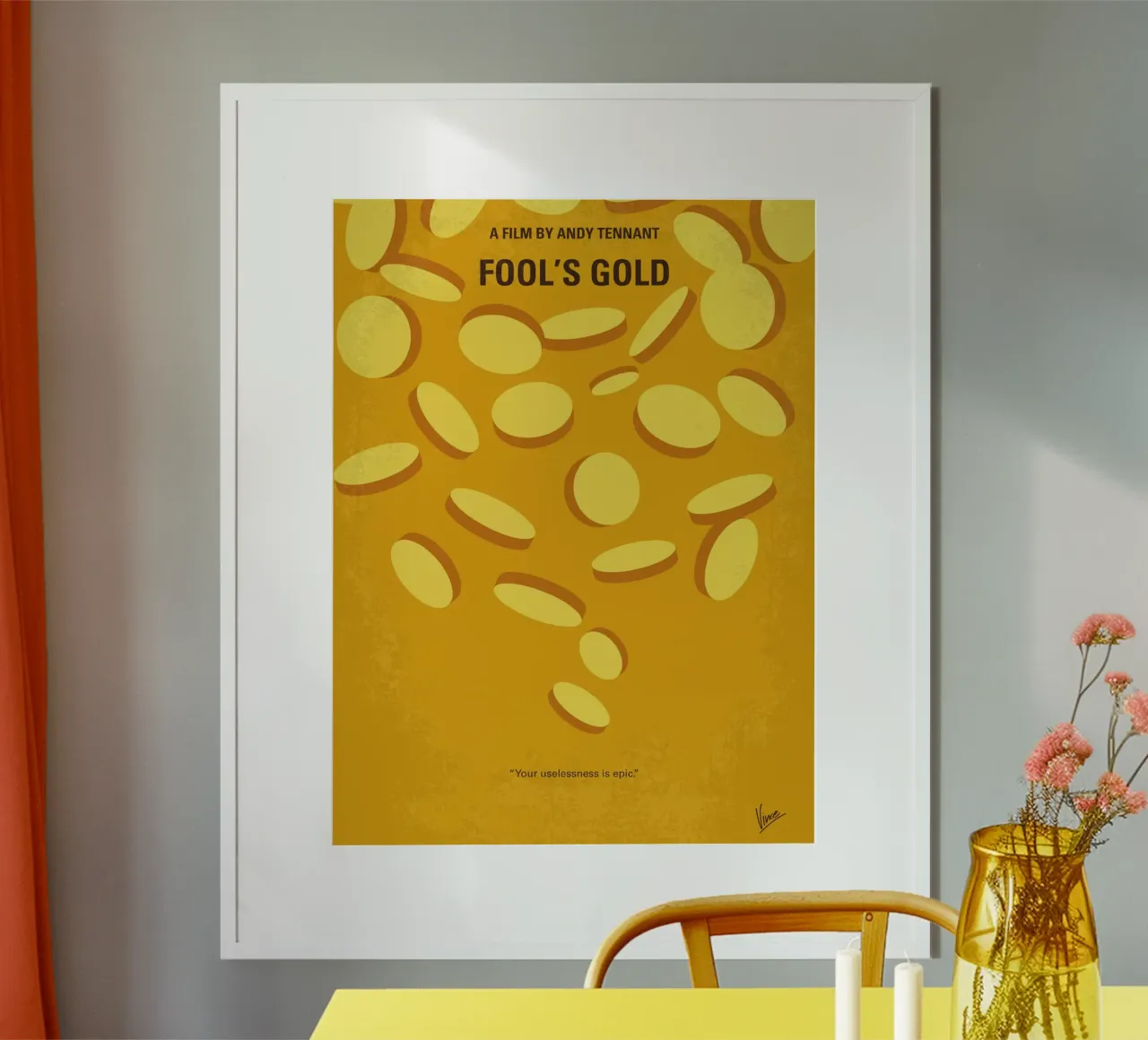 No1034 My Fools Gold minimal movie poster carta hahnemühle da Chungkong