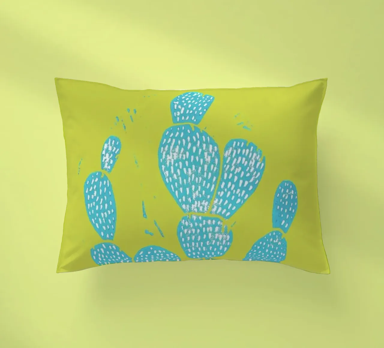 Linocut Cacti Desert Blue cuscino da Bianca Green