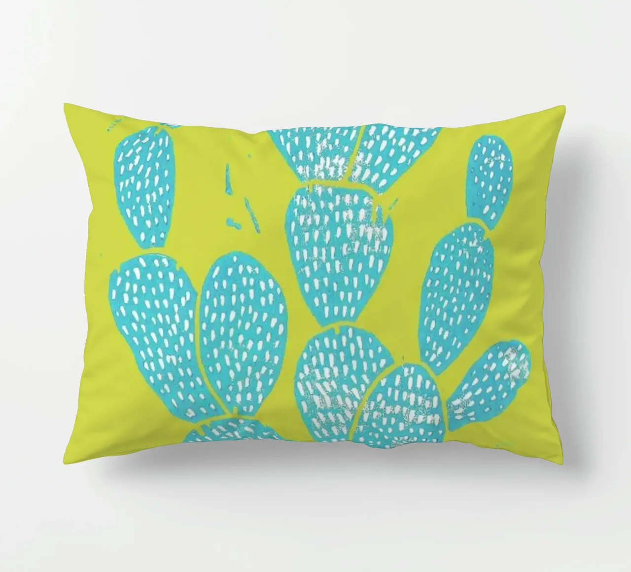 Linocut Cacti Desert Blue cuscino da Bianca Green