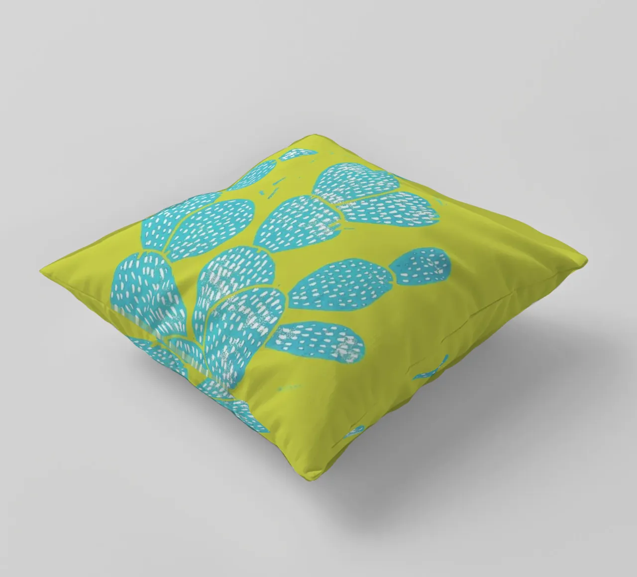 Linocut Cacti Desert Blue cuscino da Bianca Green