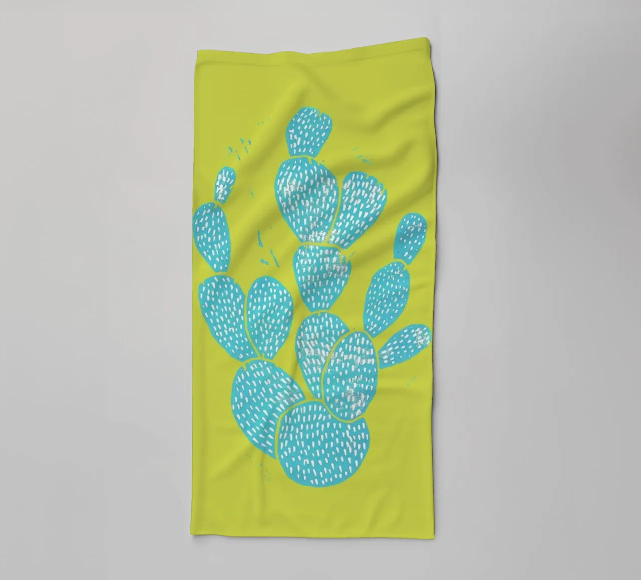Linocut Cacti Desert Blue asciugamano da bagno da Bianca Green