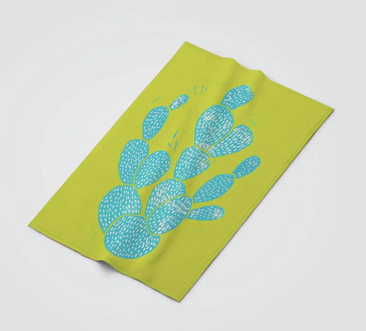 Linocut Cacti Desert Blue coperta in pile da Bianca Green