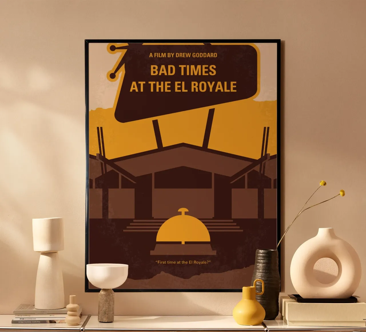 No1044 My Bad Times at the El Royale minimal movie poster poster con telaio in legno da Chungkong